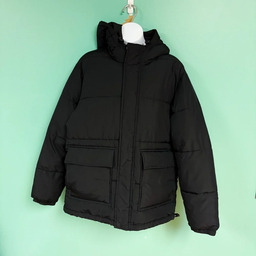 Old Navy Black Hooded Zip Up Frost-Free Puffer Jacket Kids M/8
